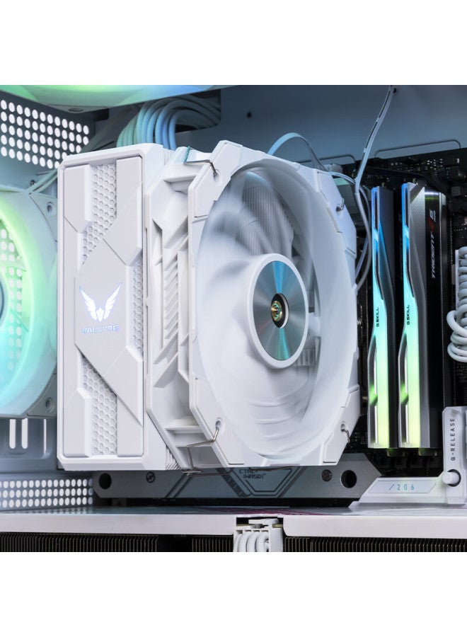 Valkyrie Cl140 White Vk Cpu Air Cooler With 6 Heatpipes, Pure Copper Base, Support Lga1700 Am5, Argb Lighting - Image 4