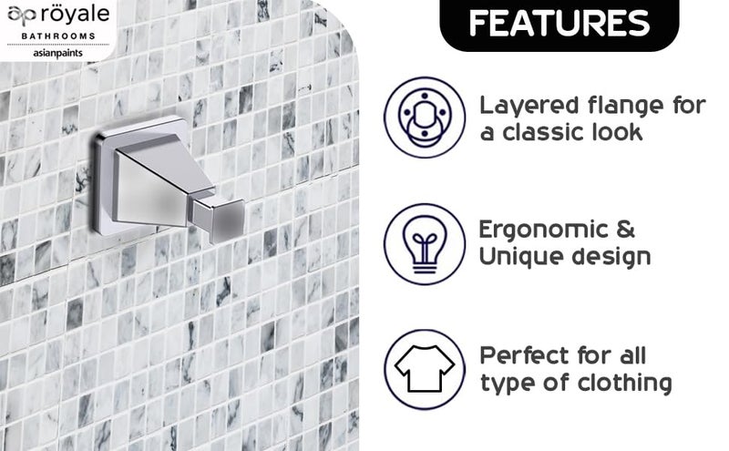 Asian Paints Asian Paints Bath Royale Cloth Hook Multipurpose Hook Easy Installation Sleek Aesthetics 3 Years Warranty  - Image 3