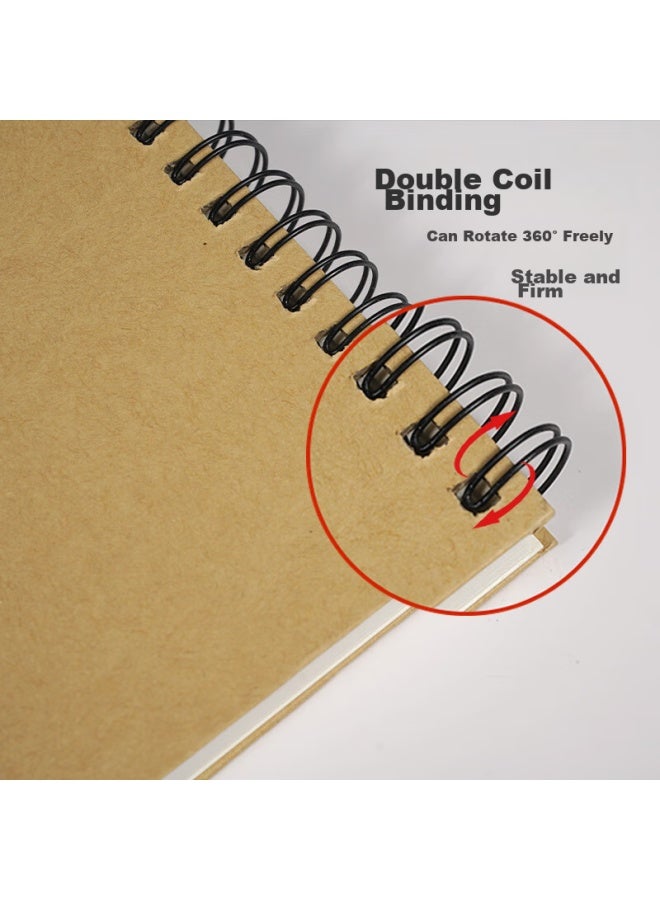 Tango A4 Sketch Book, Thickened 160G Leather Hard Cover, Professional Art Sketch Pad, Vertical Flip Art Student Hand-Drawn Special Book, Colored Pencil Student Beginner Tracing Drawing Book, 60 Sheets - Image 2