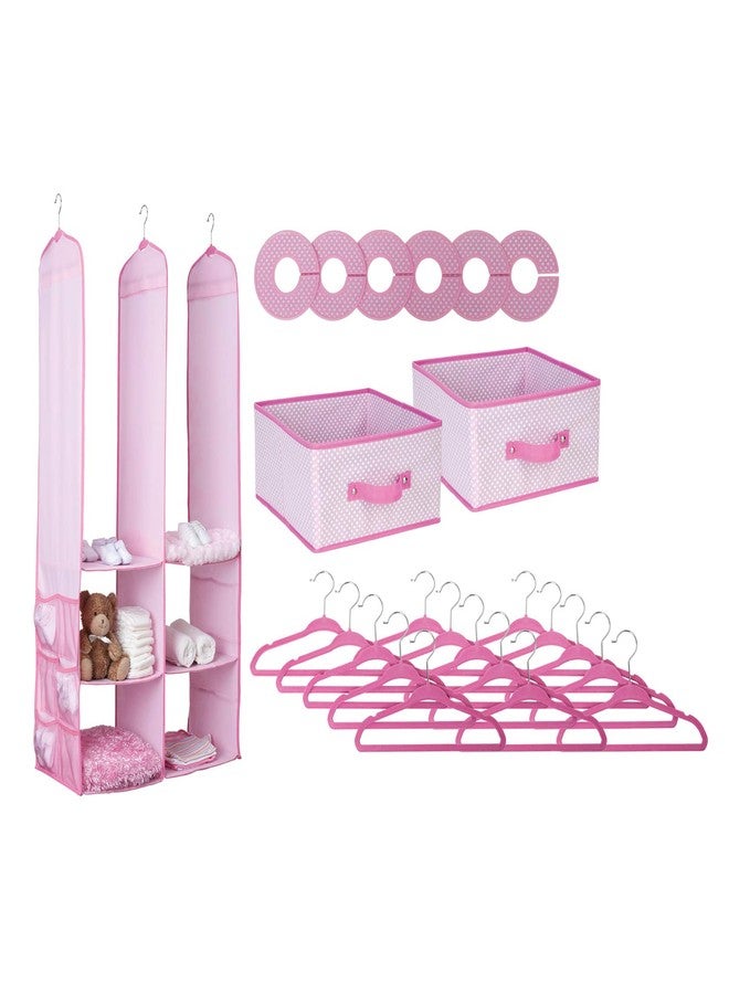 Delta Children Nursery Storage 24 Piece Set - Easy Storage/Organization Solution - Keeps Bedroom, Nursery & Closet Clean, Pink - Image 1
