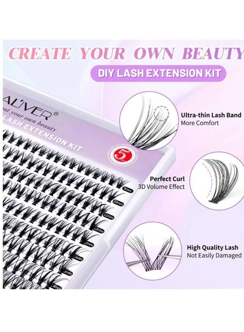 240 جهاز كمبيوتر شخصي الرموش العنقود ، الرموش اللاصق الغراء ومجموعة الرموش ملحقات الرموش Wispy الرموش الكاذبة الرموش العنقود DIY ملحقات الرموش الكاذبة الفردية للنساء - Image 2