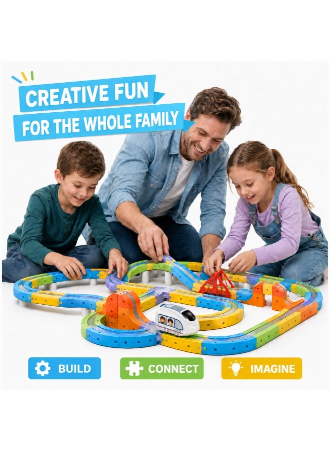 GRAFLO 178PCS Magnetic Electric Train Building Blocks Set - STEM Educational toy for Kids, Construction Stacking Toy with Train Cars, Tracks & Figures, Gift for Boys & Girls Ages 3-8 - Image 5