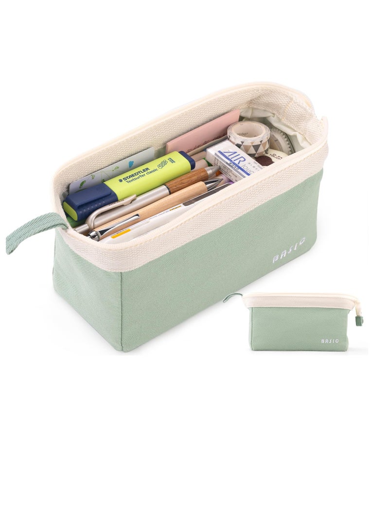 Excefore Wide-Open Pencil Case, Big Capacity Pencil Pouch, Portable Pen Bag, Big Capacity Pencil Case, School Supplies for Students, College Office Travel Storage Bag for Girls Adult, Green - Image 1