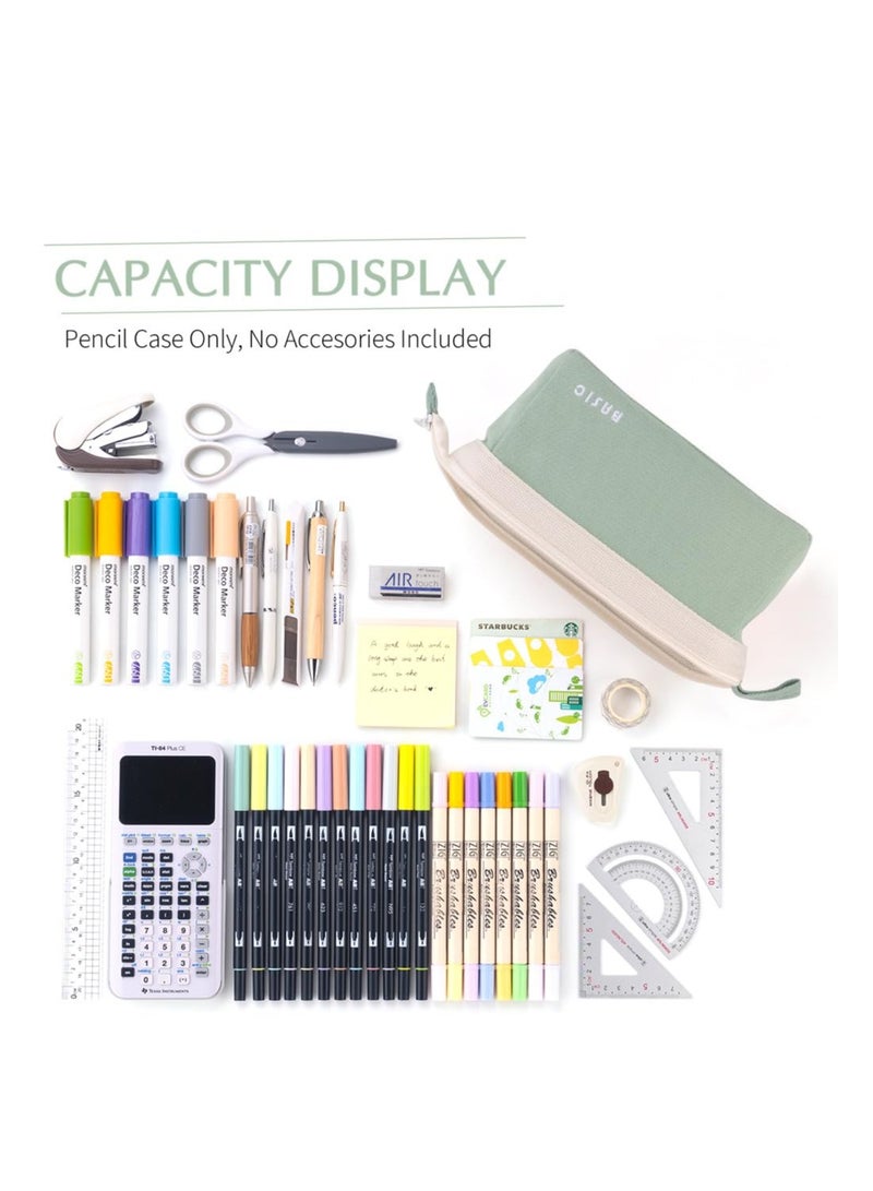 Excefore Wide-Open Pencil Case, Big Capacity Pencil Pouch, Portable Pen Bag, Big Capacity Pencil Case, School Supplies for Students, College Office Travel Storage Bag for Girls Adult, Green - Image 3