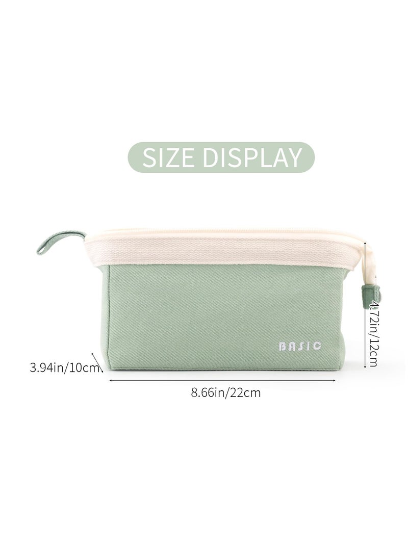 Excefore Wide-Open Pencil Case, Big Capacity Pencil Pouch, Portable Pen Bag, Big Capacity Pencil Case, School Supplies for Students, College Office Travel Storage Bag for Girls Adult, Green - Image 5