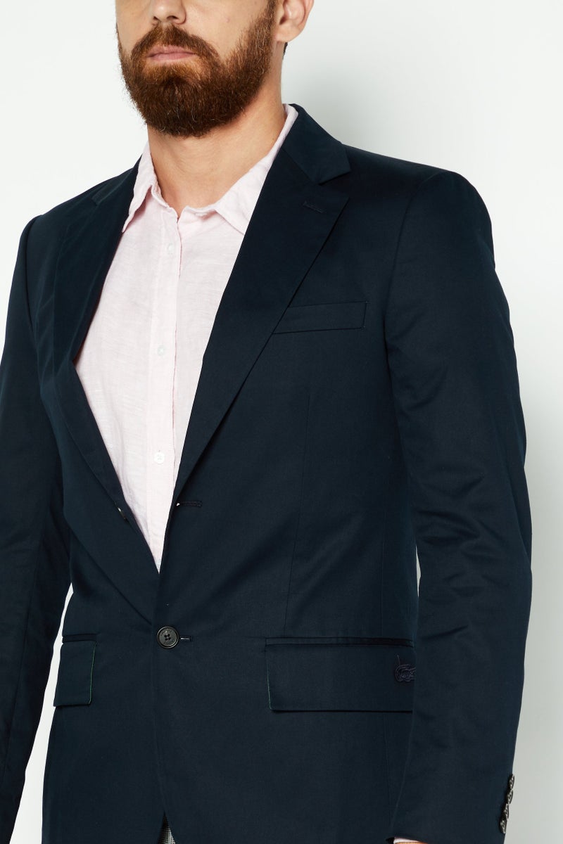LACOSTE Men Regular Fit Long Sleeves Plain Blazer, Navy  - Image 4