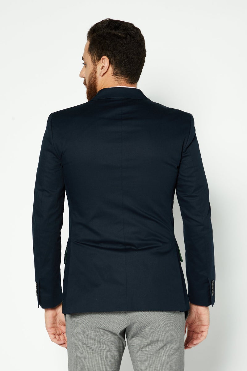 LACOSTE Men Regular Fit Long Sleeves Plain Blazer, Navy  - Image 3