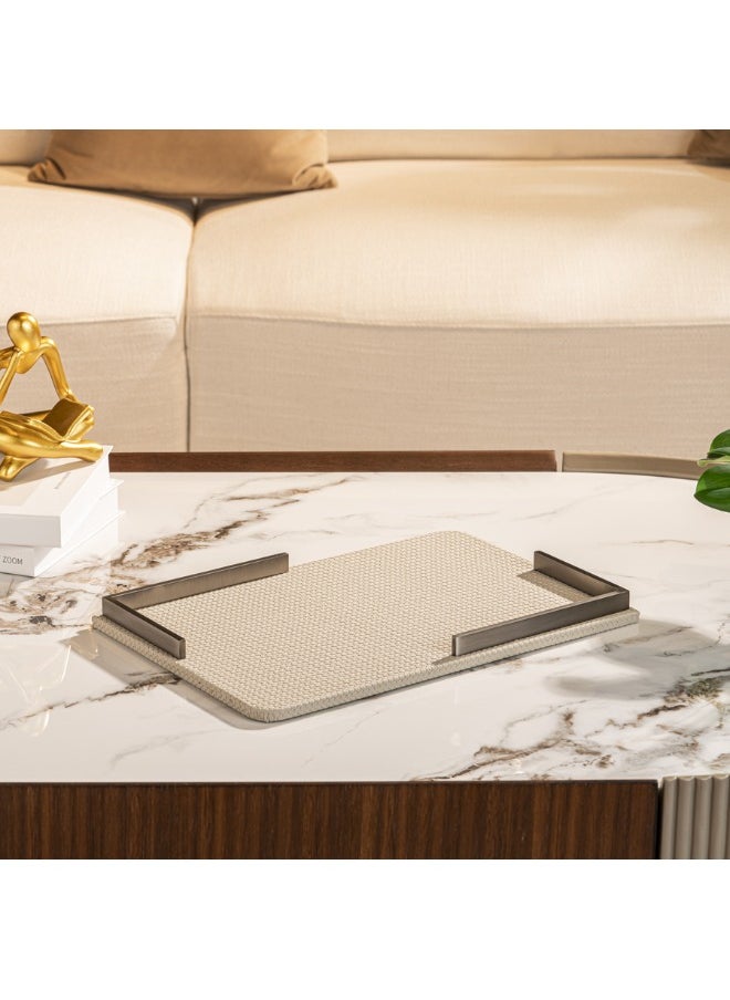 MAAC Home Sleek Leather Tray: Light Grey Accent in Leather-Metal Blend Stylish Elegant and Decorative Tray, Perfect and luxurious, Versatile for Parties, or Home Décor - pzsku/Z26F50AF3ED881A2C59DFZ/45/_/1720672857/b2221ff8-1902-4bb7-86b2-6341bb0e8360