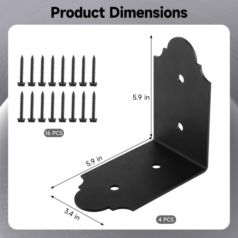 Heavy Duty 5 9 Inch L Bracket 90 Degree Metal Angle Bracket For Wood Shelving Beam Reinforcement - Image 5