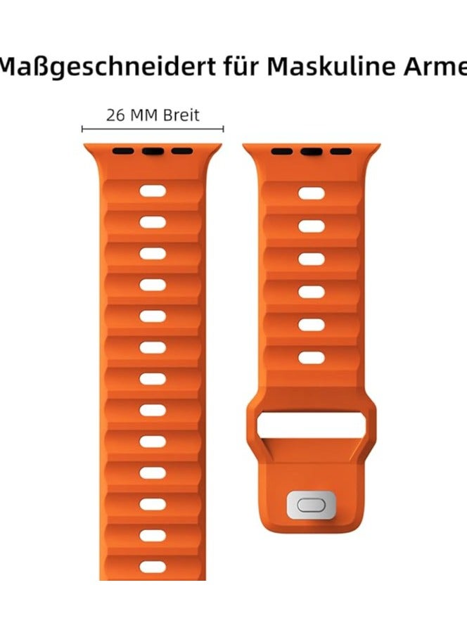 LIXES Pack of 2 Sports Wristbands Compatible with Apple Watch Ultra 2 / Ultra 49/44/45/42 mm, Adjustable Silicone Strap with Metal Press Stud for iWatch Series 9 SE 8 7 6 5 4 Men  - Image 2