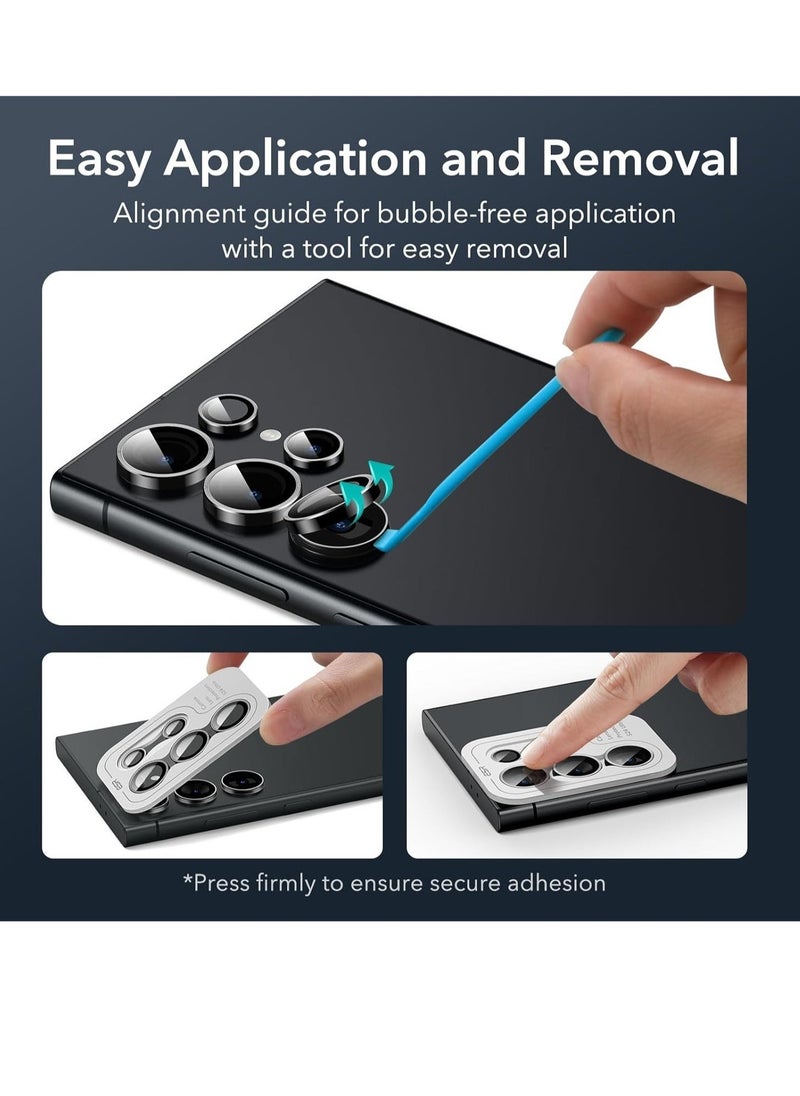 Raxoom Samsung Galaxy S24 Ultra Camera Lens Protector, Individual Lens Protectors, Scratch-Resistant Ultra-Thin Tempered Glass with Aluminum Edging, Galaxy S24 Ultra Case Friendly, 1 Set, Black - Image 4