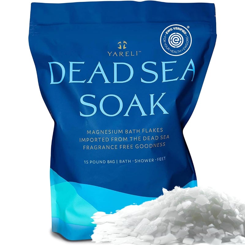 Magnesium Flakes 15lb Dead Sea Bath  Foot Soak Alternative to Epsom Salt with Over 800000mg of Elemental Magnesium Per Bag