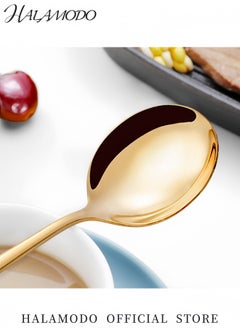 HALAMODO 4-Piece Gold Flatware Set Elegant Stainless Steel Cutlery Set with Mirror Polished Design Compact Tableware for Home Restaurant Perfect Gift for Weddings Anniversaries and Special Occasions  - Image 4