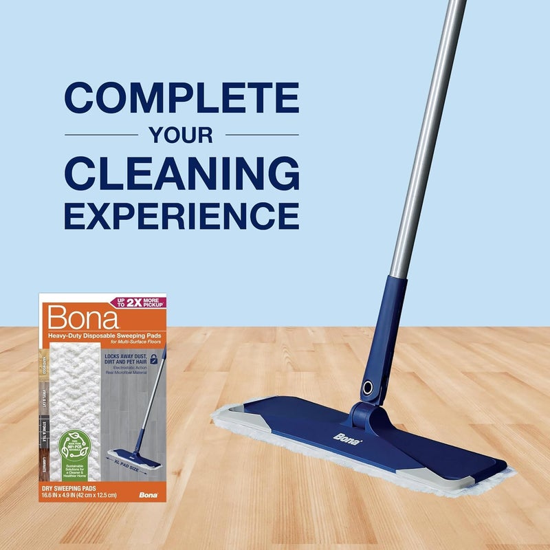 BONA Sweeping Pads for Multi-Surface Floors - 24 Refills - Heavy-Duty & Disposable XL Microfiber Pads Sweep Away Dust, Dirt, & Pet Hair - Image 4