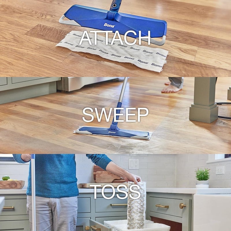 BONA Sweeping Pads for Multi-Surface Floors - 24 Refills - Heavy-Duty & Disposable XL Microfiber Pads Sweep Away Dust, Dirt, & Pet Hair - Image 3