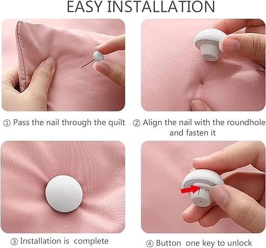 NAIDEV Duvet Clips Round Fixing Clips with Buttons NonSlip Quilt Holder Double Sided Pin Fasteners Linen Fabric Buttons Quilt Blanket Cushions Curtains Grey Set of 16 - Image 4