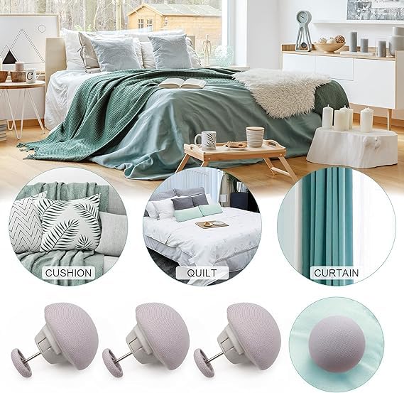 NAIDEV Duvet Clips Round Fixing Clips with Buttons NonSlip Quilt Holder Double Sided Pin Fasteners Linen Fabric Buttons Quilt Blanket Cushions Curtains Grey Set of 16 - Image 3
