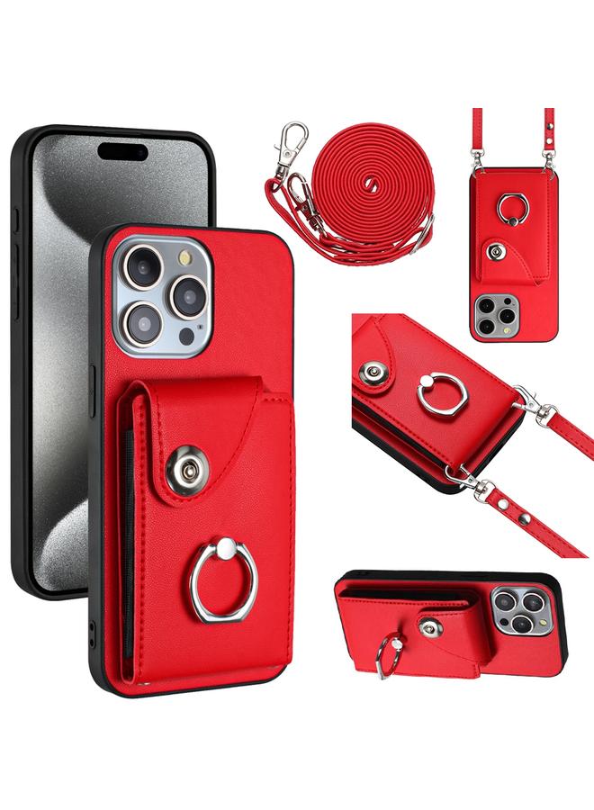 The Bros Case For iPhone 14 Pro Organ Card Bag Ring Holder Phone Case with Long Lanyard