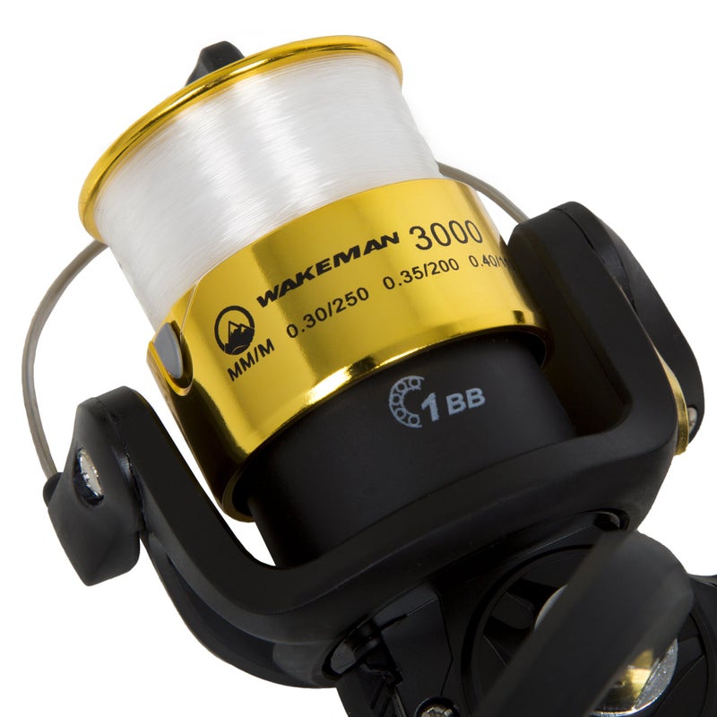 Wakeman Fishing Rod and Reel Combo - 2pc Strike Series Medium Action 78-Inch Spinning Reel Fishing Pole - Angling Gear for Bass and Trout by Wakeman (Gold), 6.5 feet - Image 4