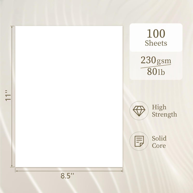 GIGYES White Cardstock 8.5 x 11, White Cardstock Printer Paper 80lb 100 Sheets, GIGYES Copy Paper for Printer, Watercolor Drawing, Certificate, Invitations - Image 2