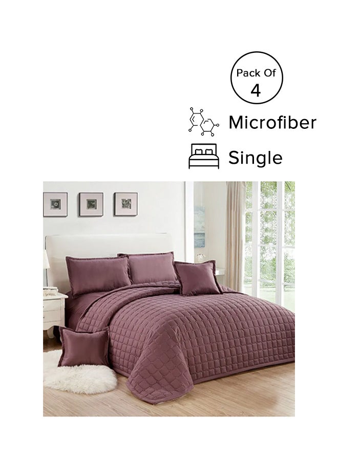 4-Piece Compressed Comforter Set Single Size microfiber Purple