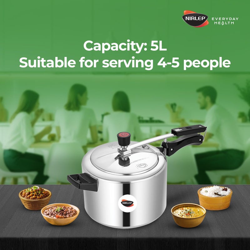 NIRLEP طباخ ضغط ألمنيوم نيرليب نوتريهيلث سعة 5 لترات مع قاعدة تحريض - Image 5