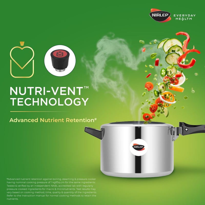 NIRLEP طباخ ضغط ألمنيوم نيرليب نوتريهيلث سعة 5 لترات مع قاعدة تحريض - Image 3