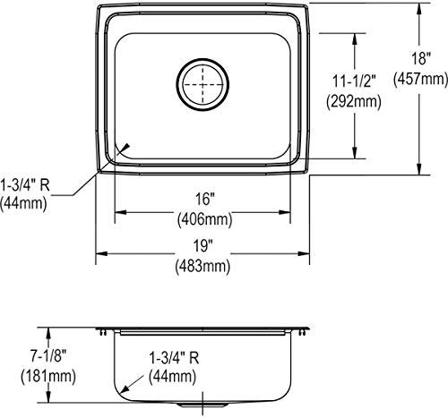 Elkay PSR1918 Celebrity 19" Drop In Single Basin Stainless Steel Kitchen Sink - 3 Faucet Holes - Image 2