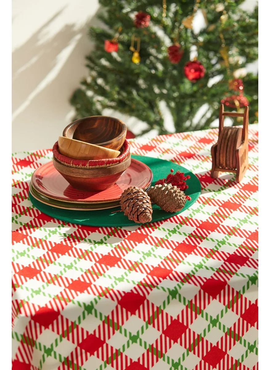 Ays Home Ayshome Ecru Red Plaid New Year Tablecloth