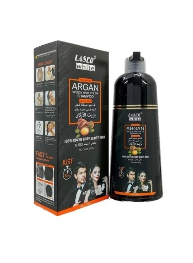 ليزر وايت شامبو أرجان سبيدي لتلوين الشعر لون أسود 420مل - Image 2