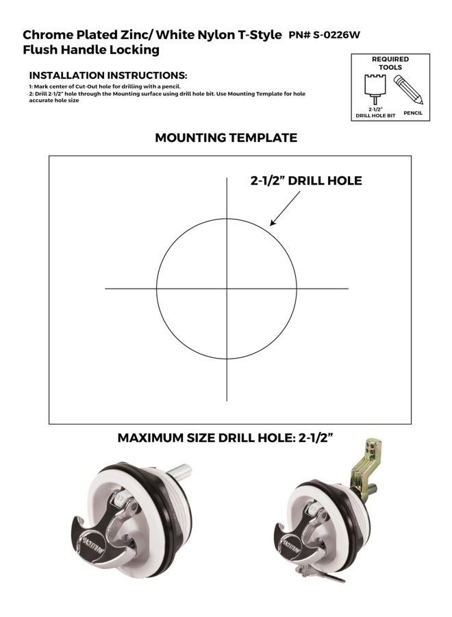 Whitecap S-0226WC T-Handle Latch with Keyed Lock - White - Image 4
