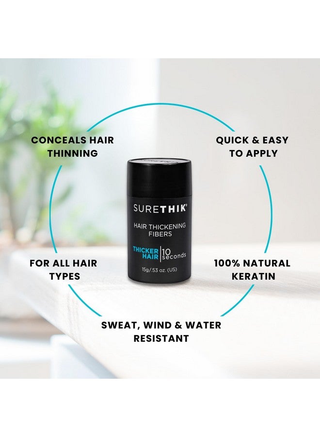 SURETHIK Hair Fibers for Thinning Hair, Building Hair Fibers to conceal thinning hair, Instantly Fuller Looking Hair for Men & Women, Light Brown, 15g - Image 3