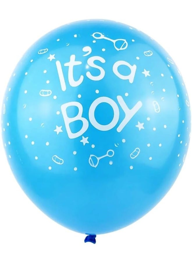 Goldedge 25 PCS Blue Latex Balloons – 12 Inch Baby Shower Balloons with ‘It’s a Boy’ White Print for Birth Announcements & Baby Celebrations  - Image 2