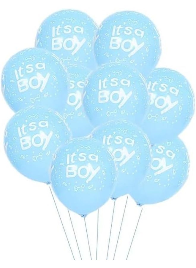Goldedge 25 PCS Blue Latex Balloons – 12 Inch Baby Shower Balloons with ‘It’s a Boy’ White Print for Birth Announcements & Baby Celebrations  - Image 1