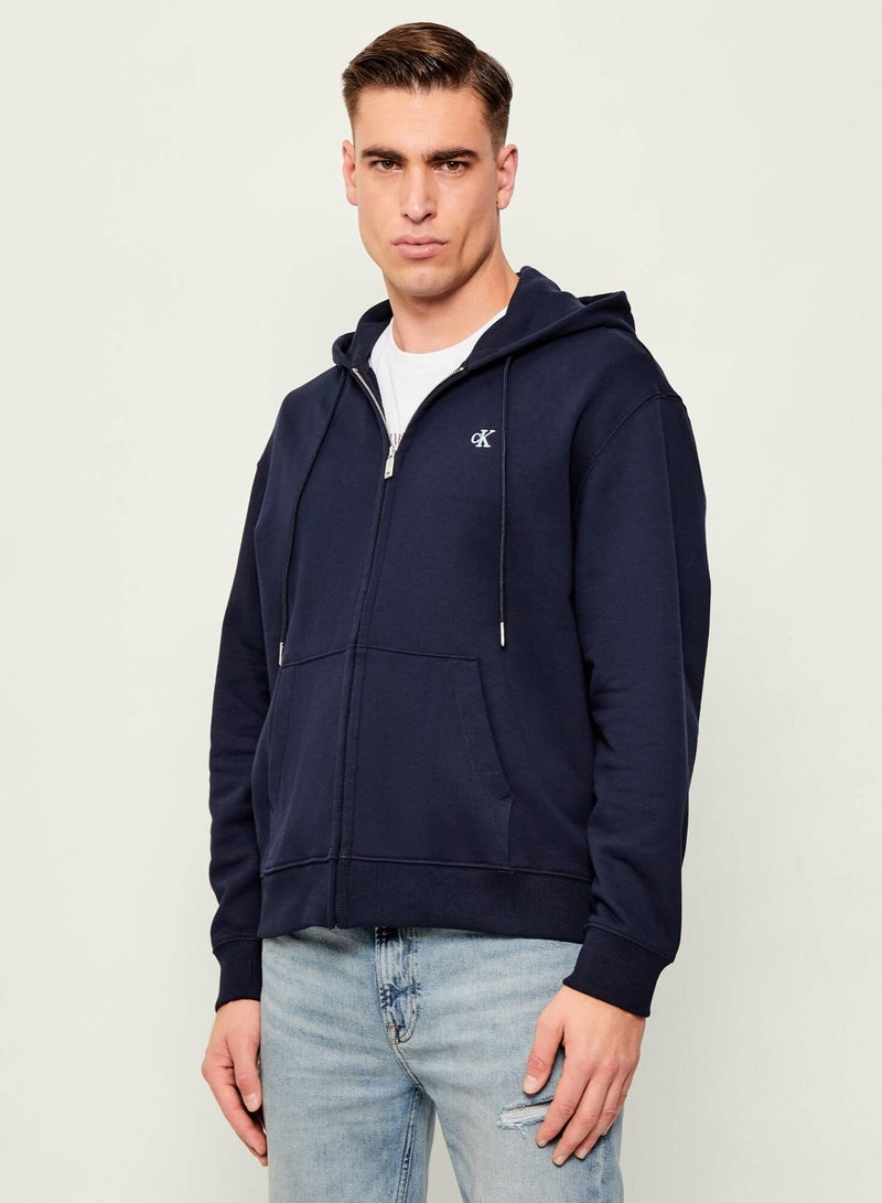 Calvin Klein Jeans Sueded Terry Zip-Thru Hoody - Image 1