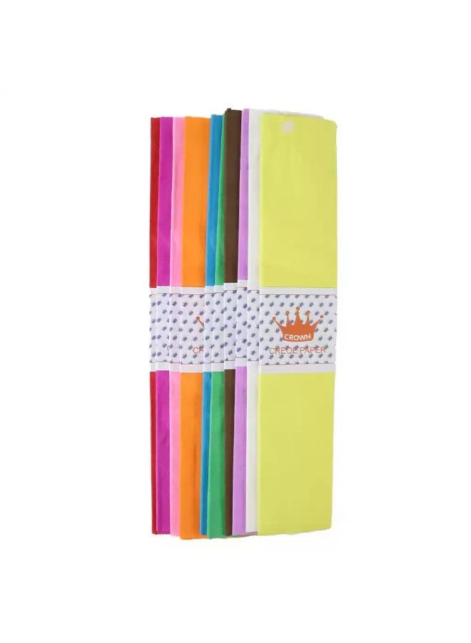 Crown 10pcs Crepe Paper For Decoration and DIY Arts And Crafts- Multi-Color