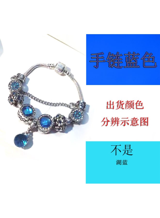 Blue Classic Ocean Drops Diy Girls Charm Crystal Beaded Charm Bracelet