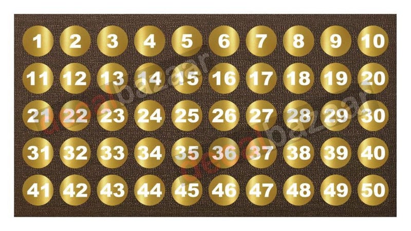 decalbazaar Round Number 1-50 Sticker, Glossy Vinyl, 5 Inches, Golden (Code) - Image 1