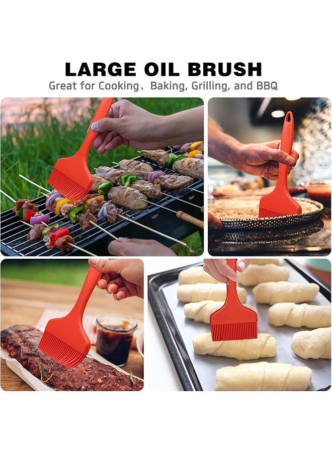 Wide Basting Brush, Silicone Pastry Oil Brush, for Cooking Baking Grilling (Red)