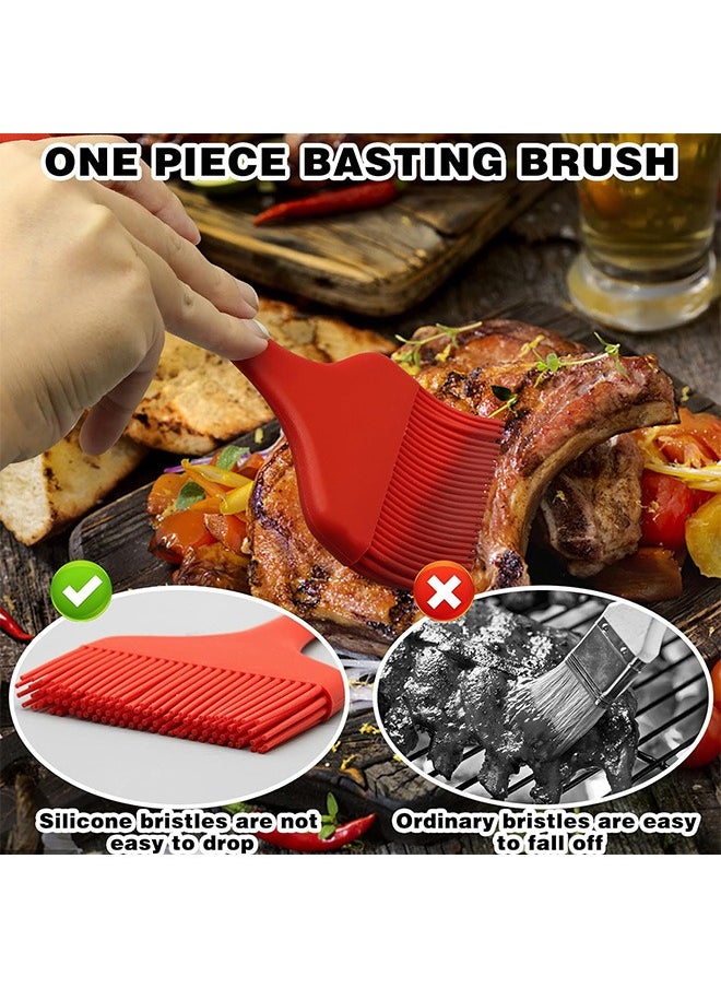 Wide Basting Brush, Silicone Pastry Oil Brush, for Cooking Baking Grilling (Red)