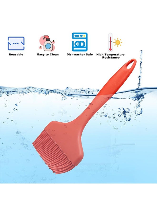 Wide Basting Brush, Silicone Pastry Oil Brush, for Cooking Baking Grilling (Red)