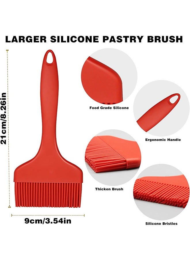Wide Basting Brush, Silicone Pastry Oil Brush, for Cooking Baking Grilling (Red)