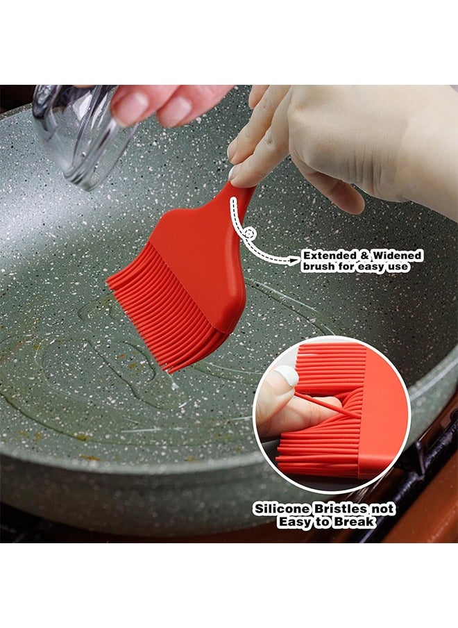 Wide Basting Brush, Silicone Pastry Oil Brush, for Cooking Baking Grilling (Red)