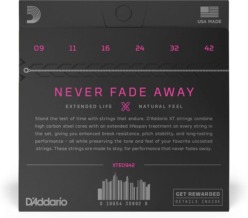 D'Addario XT Nickel Coated Electric Guitar Strings 09-42 - Image 2