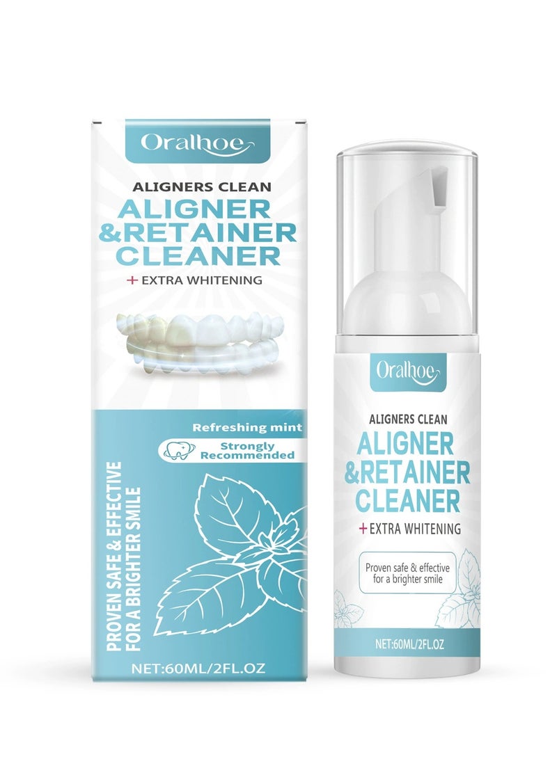 ORALHOE Aligners Clean Aligner&Retainer cleaner/Teeth Aligner Foam,Clear Retainer Cleaner,Retainer Cleaning Spray,Retainer Cleaner Aligner Cleaner,Retainer Mouth Guards Cleaner,Retainer Whitening Foam,Aligner Cleaner,60ML - Image 1