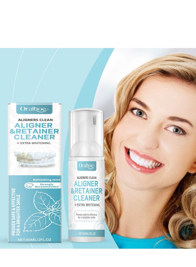 ORALHOE Aligners Clean Aligner&Retainer cleaner/Teeth Aligner Foam,Clear Retainer Cleaner,Retainer Cleaning Spray,Retainer Cleaner Aligner Cleaner,Retainer Mouth Guards Cleaner,Retainer Whitening Foam,Aligner Cleaner,60ML - Image 2