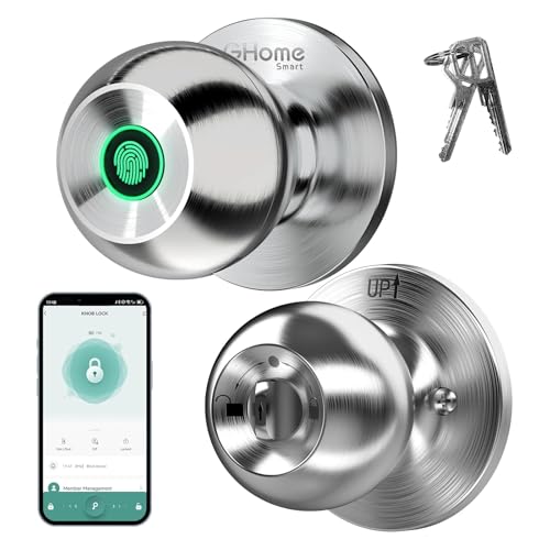GHome Smart Fingerprint Door Lock 3 in 1 Smart Fingerprint Door Knob with App Control Key Auto Lock Biometric Door Knobs with Lock for Bedroom Garage Home Office - Image 1