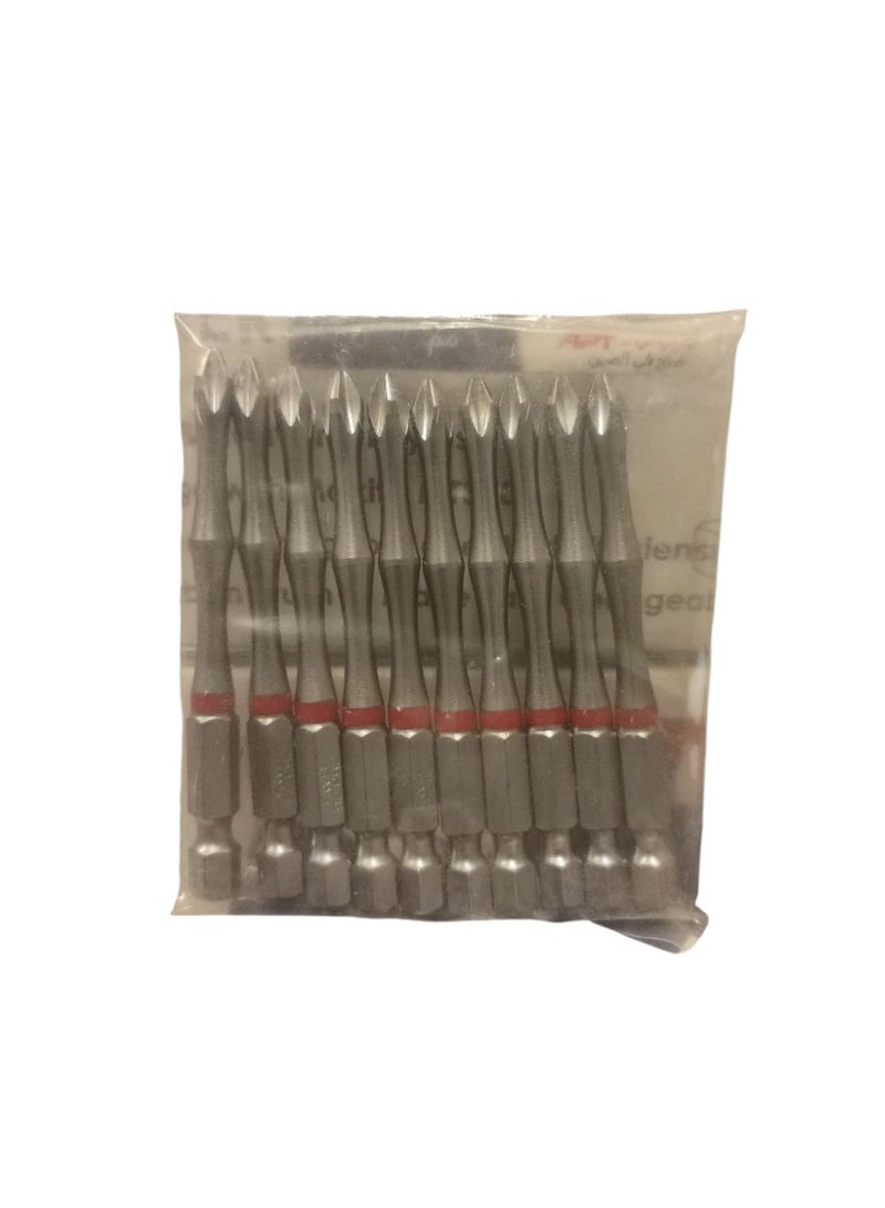 طقم رؤوس مفكات براغي مغناطيسية طويلة، ١٠ قطع - رمادي فضي، PH. - Image 2