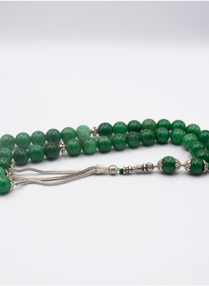 Alpine Crystals UAE - Natural Crystal Nephrite Green Jade Crystals Tasbih Prayer Beads (10mm – 33 beads) - Image 1