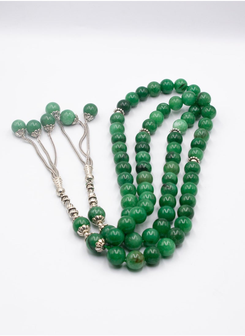 Alpine Crystals UAE - Natural Crystal Nephrite Green Jade Crystals Tasbih Prayer Beads (10mm – 33 beads) - Image 1
